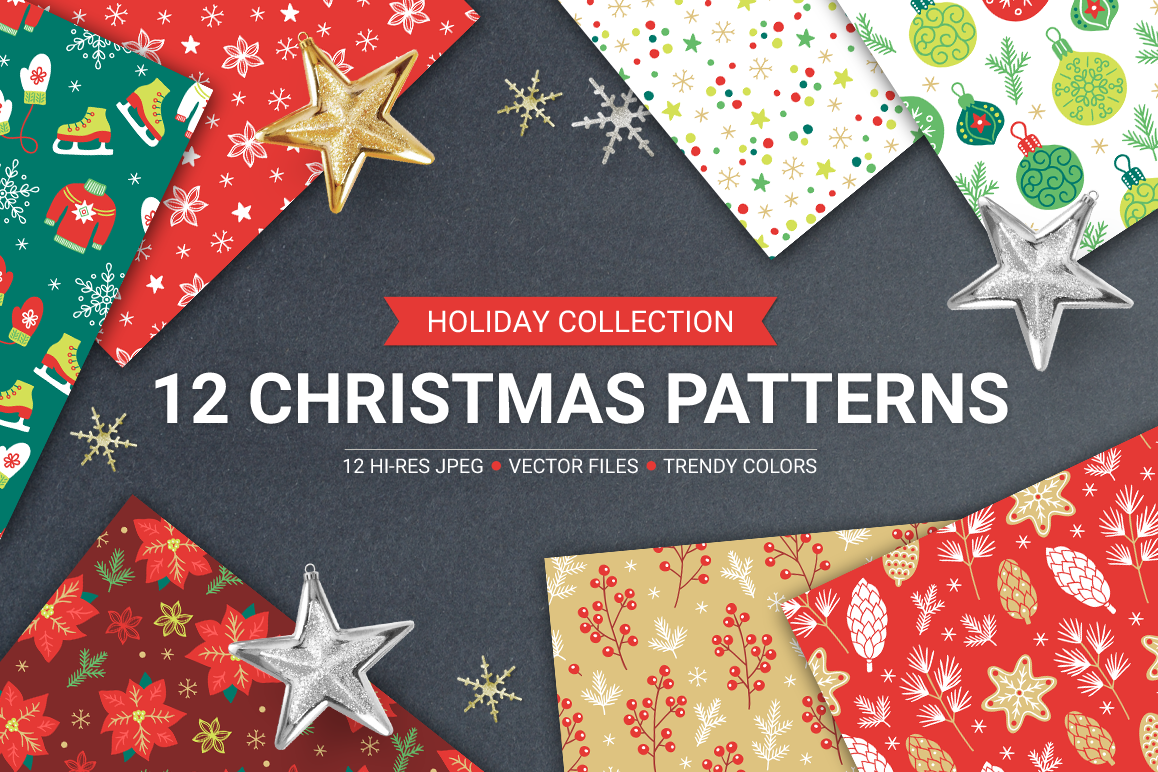 12 Christmas Seamless Patterns example image 1