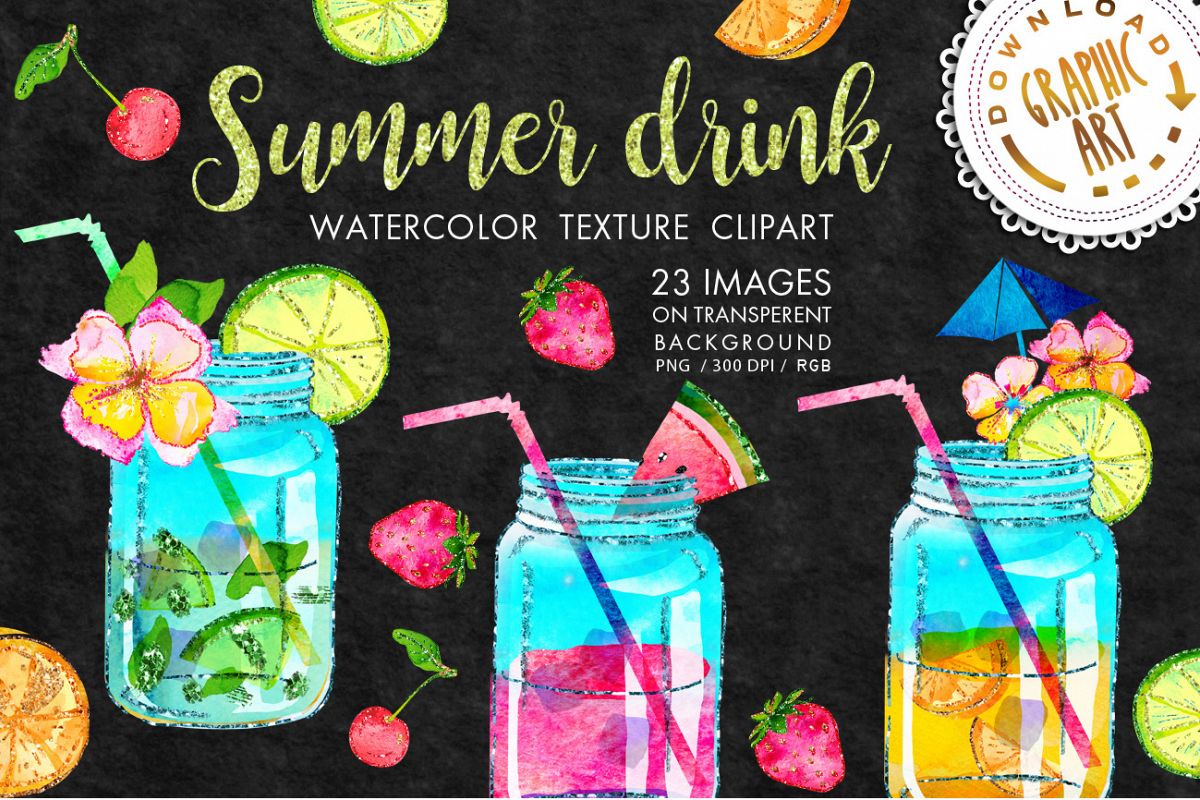 Summer drink Clip Art (111502) | Illustrations | Design Bundles