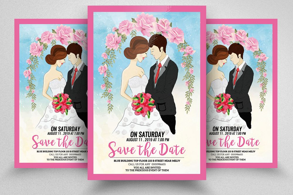 Save The Date Wedding Flyer Template example image 1