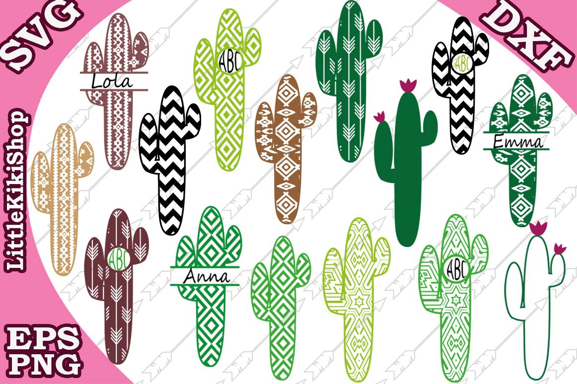Cactus Monogram Svg, Bundle Monogram Svg, Western Svg example image 1