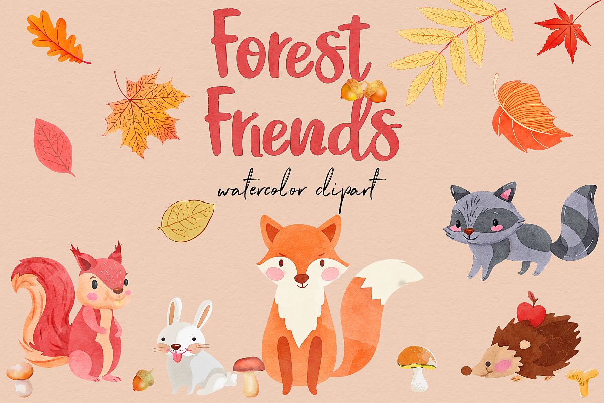 Watercolor Forest Clipart example image 1