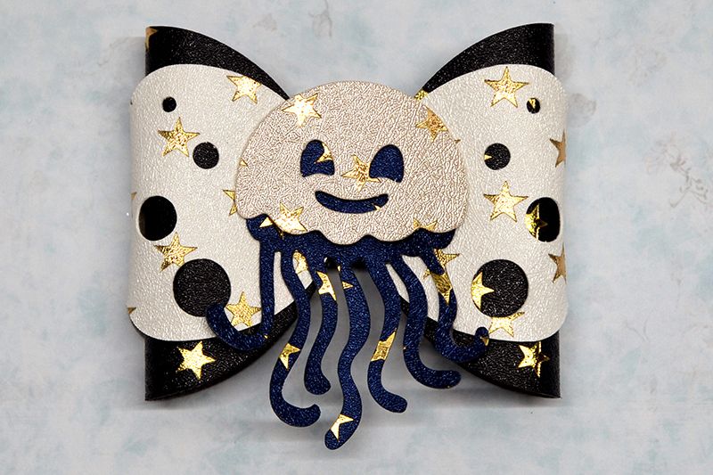 Jellyfish Hair bow template SVG, DIY leather bow template example image 1