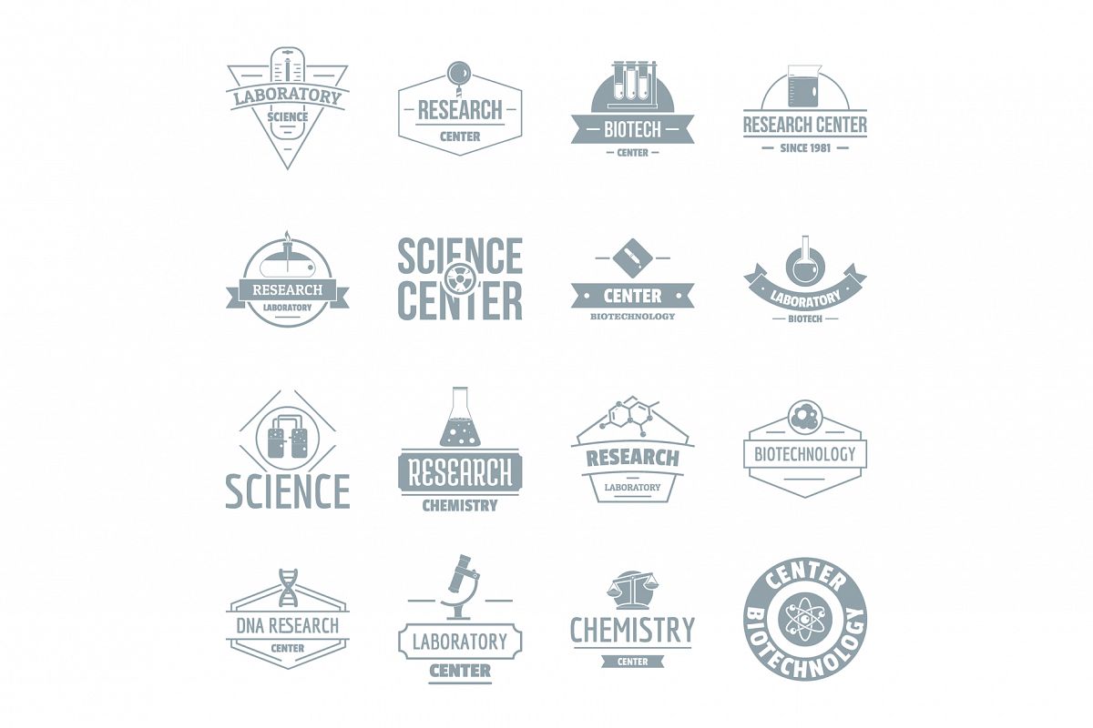 Chemical science logo icons set, simple style example image 1