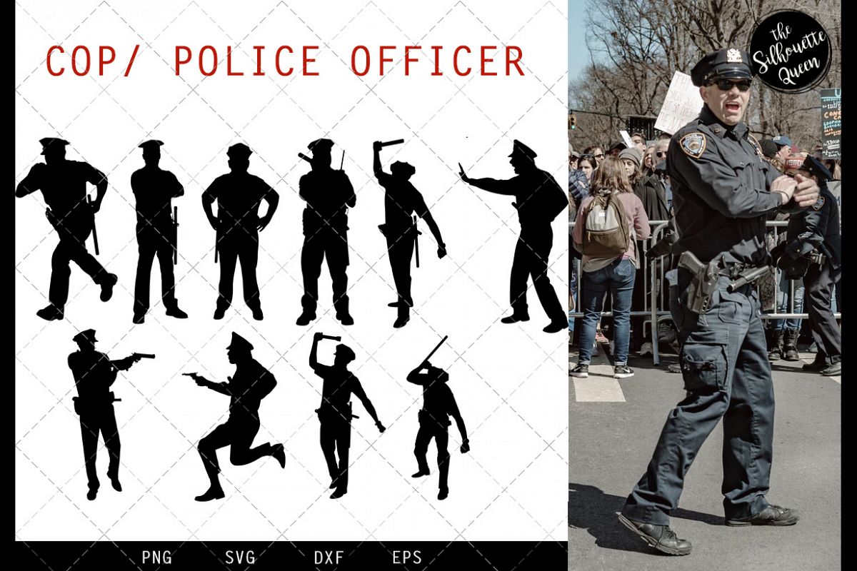 Cop svg file, police svg cut file, silhouette studio, example image 1