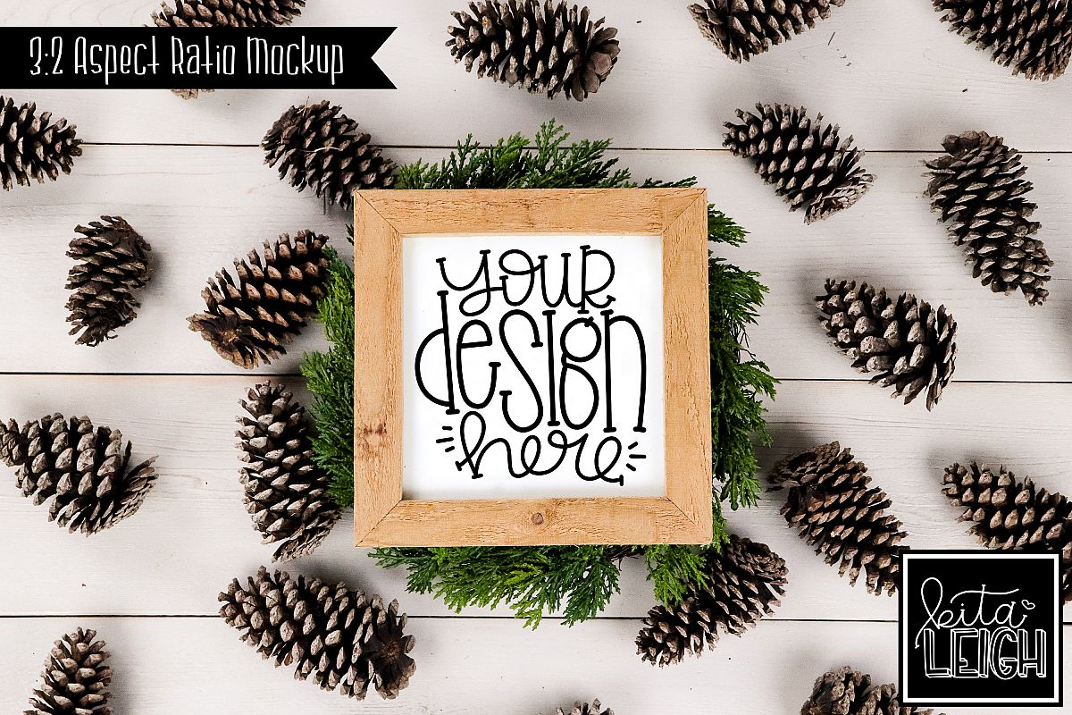 Square Sign Fall and Christmas Mockup example image 1