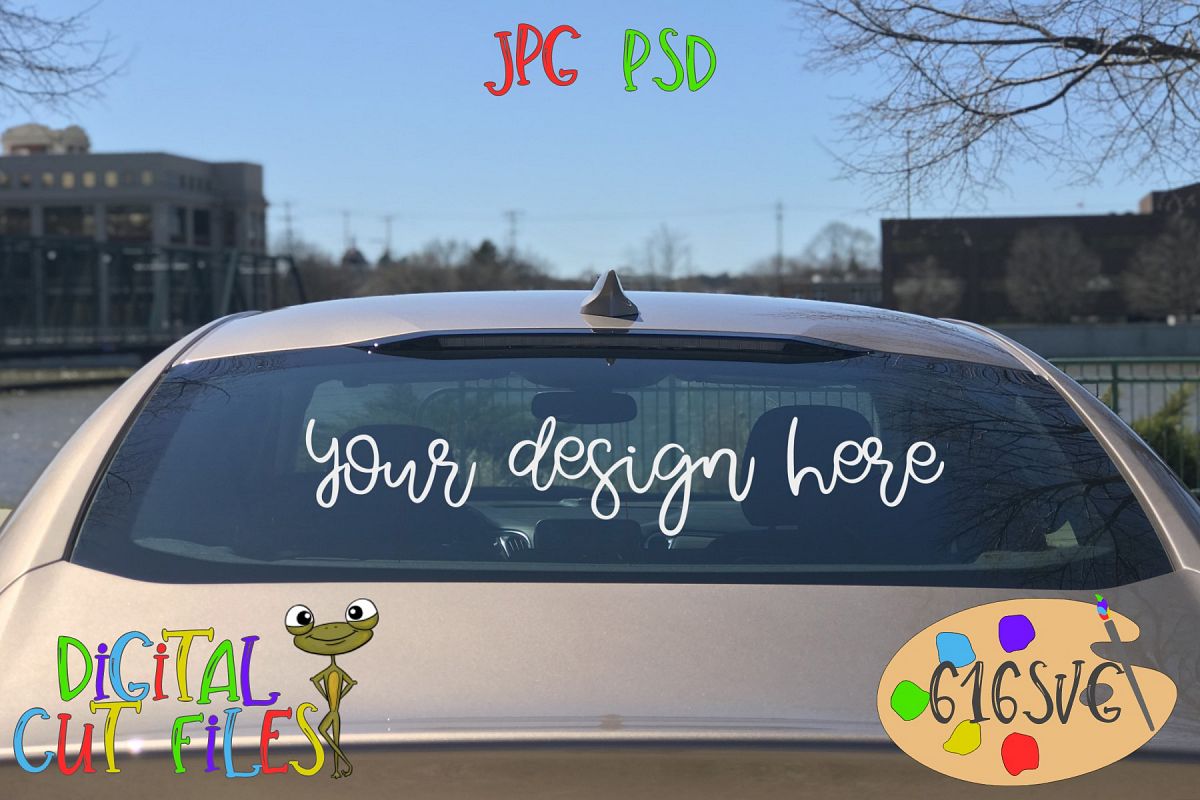 Full Rear Windshield Mockup with Riverfront Scenery example image 1