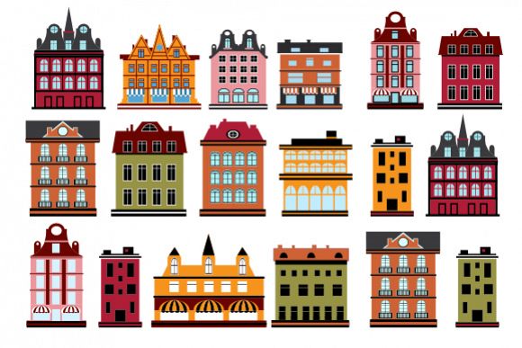 Houses flat vector illustration example image 1