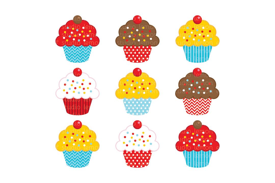 Sweet Cupcakes-Digital Clipart (LES.CL04A) example image 1