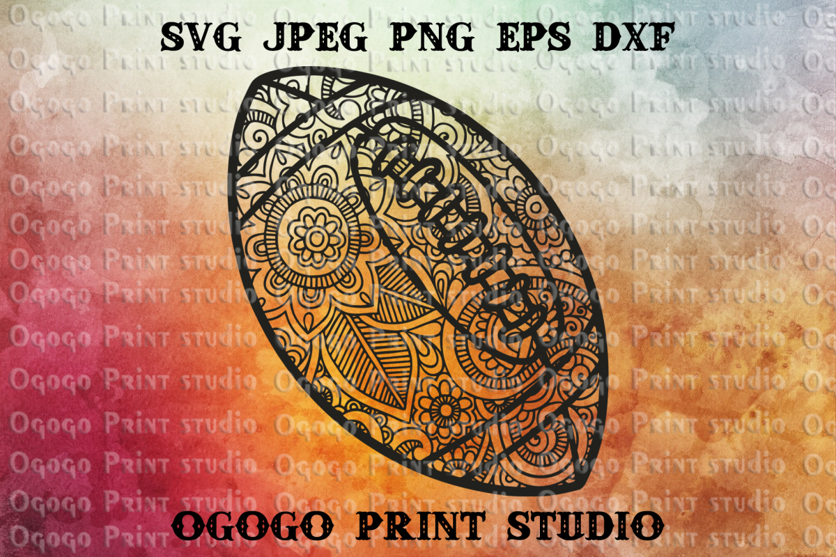 Mandala style Football SVG, Zentangle SVG, Football Mom svg example image 1