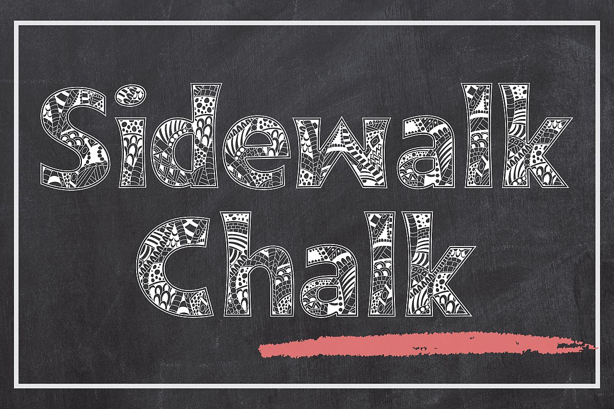 Download Sidewalk Chalk - a Zen Doodle Coloring Font