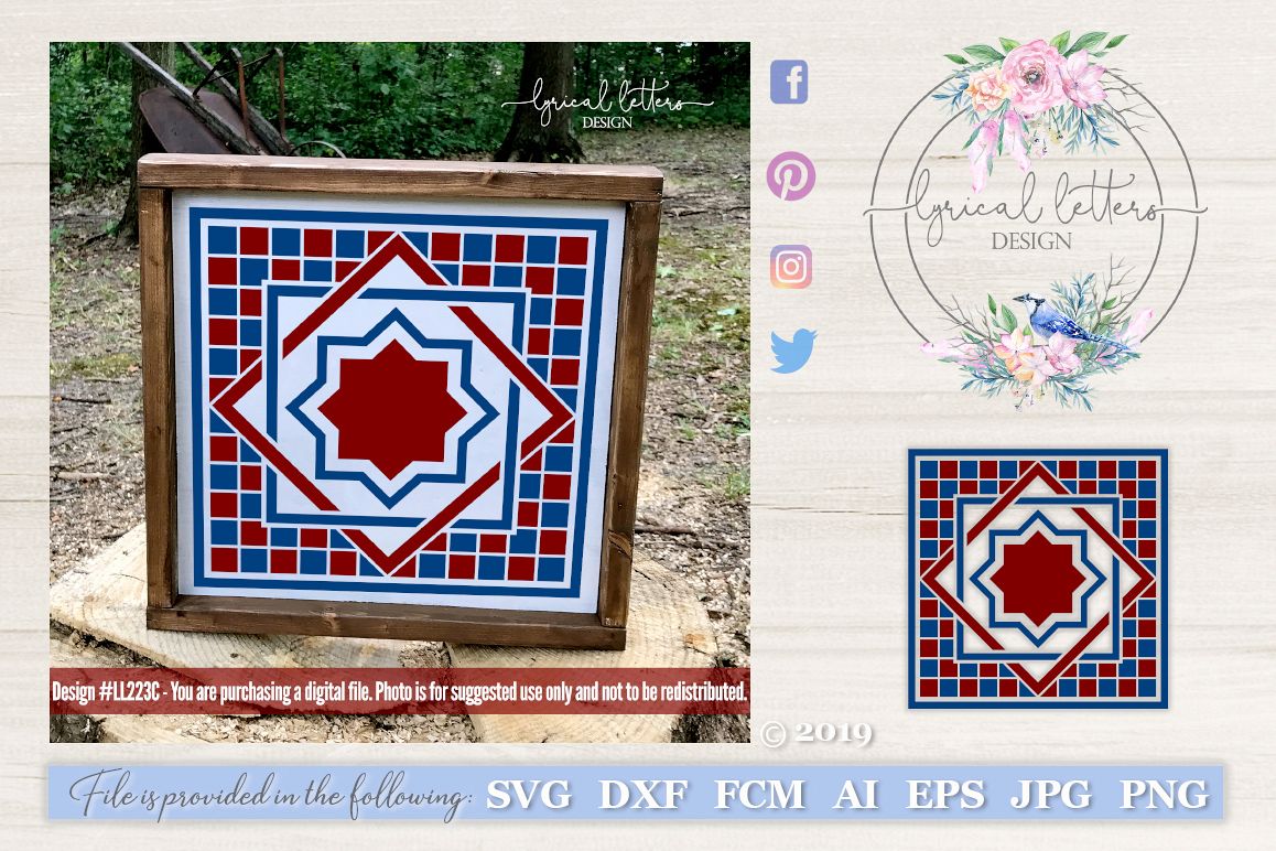Barn Quilt Pattern Design 3 SVG DXF FCM LL223C example image 1