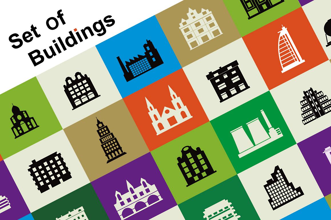 Set of vector buildings example image 1