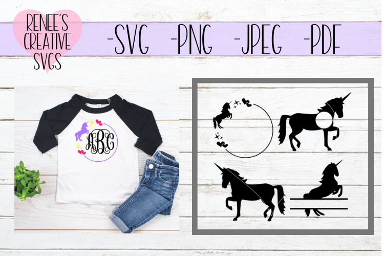 Unicorn Monogram Set | Unicorns | SVG Cutting File example image 1