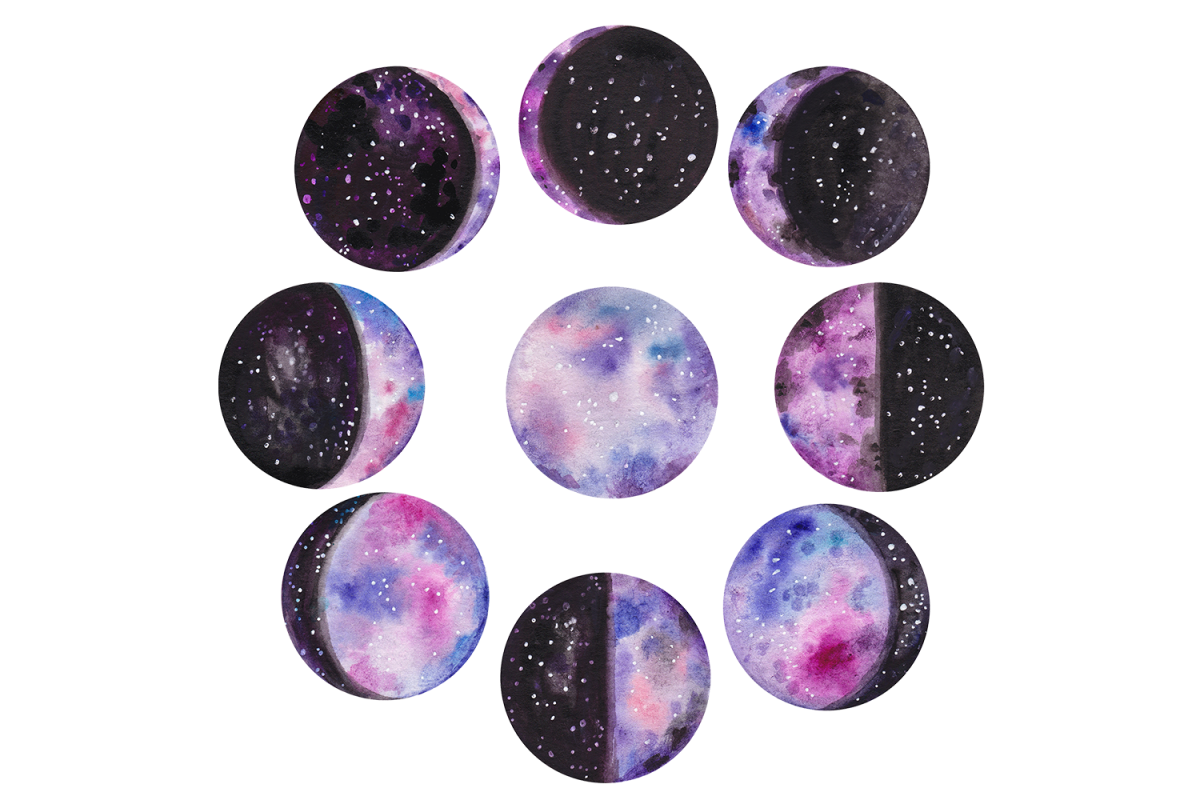 Watercolor moon phases example image 1