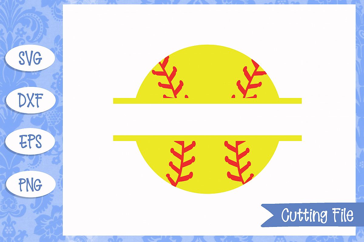 Split Softball Monogram SVG.