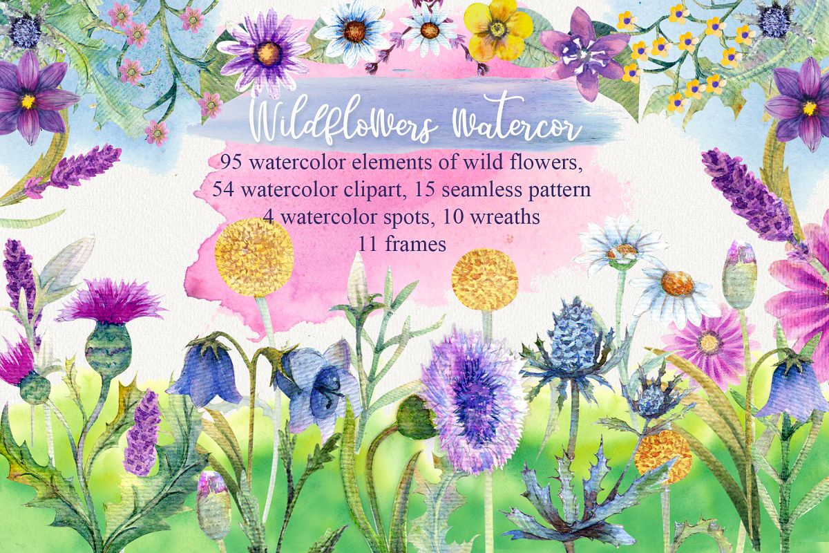 Wild flowers watercolor example image 1
