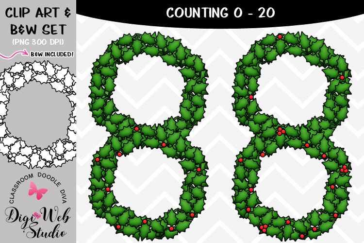 Clip Art / Illustrations - 0-20 Counting Holly Berries example image 1