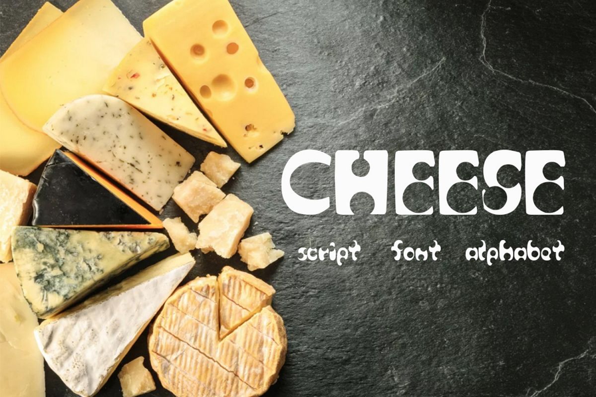 Cheese script / font / alphabet example image 1