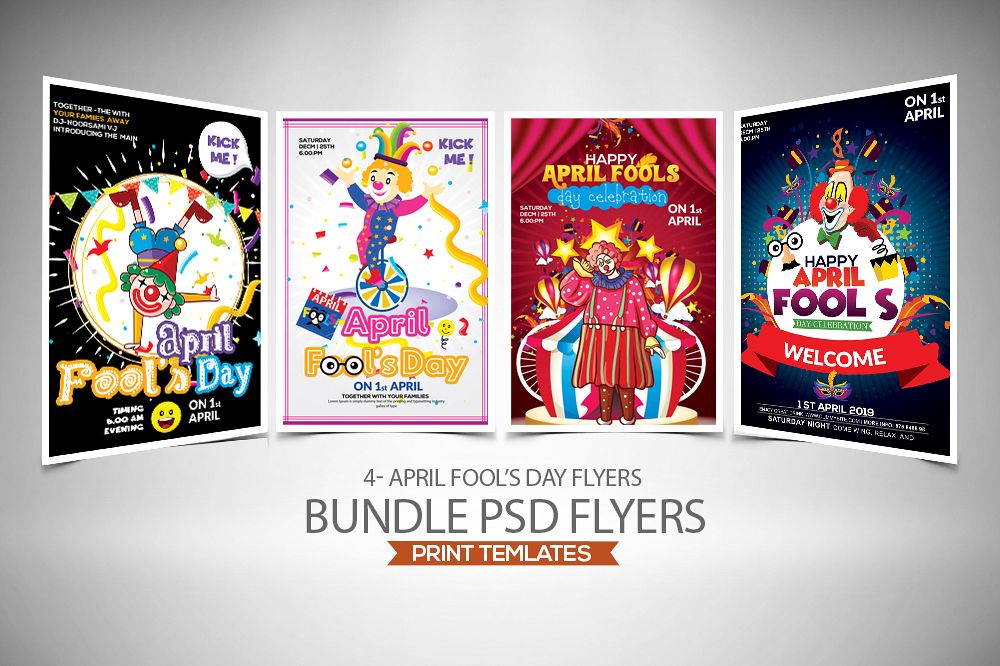 4 April's Fool Day Flyers Bundle example image 1