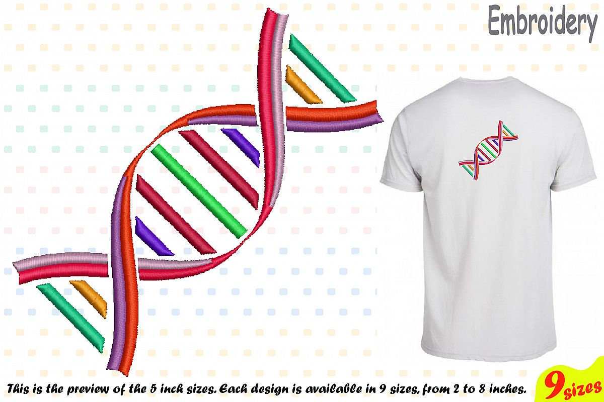 DNA Structure - Science - Designs for Embroidery Machine Instant Download Commercial Use digital file 4x4 5x7 hoop icon symbol sign 195b example image 1