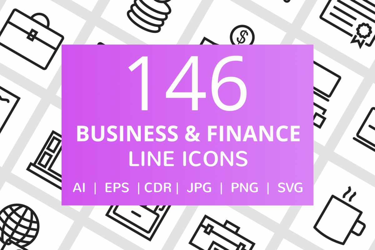 146 Business & FInance Line Icons example image 1