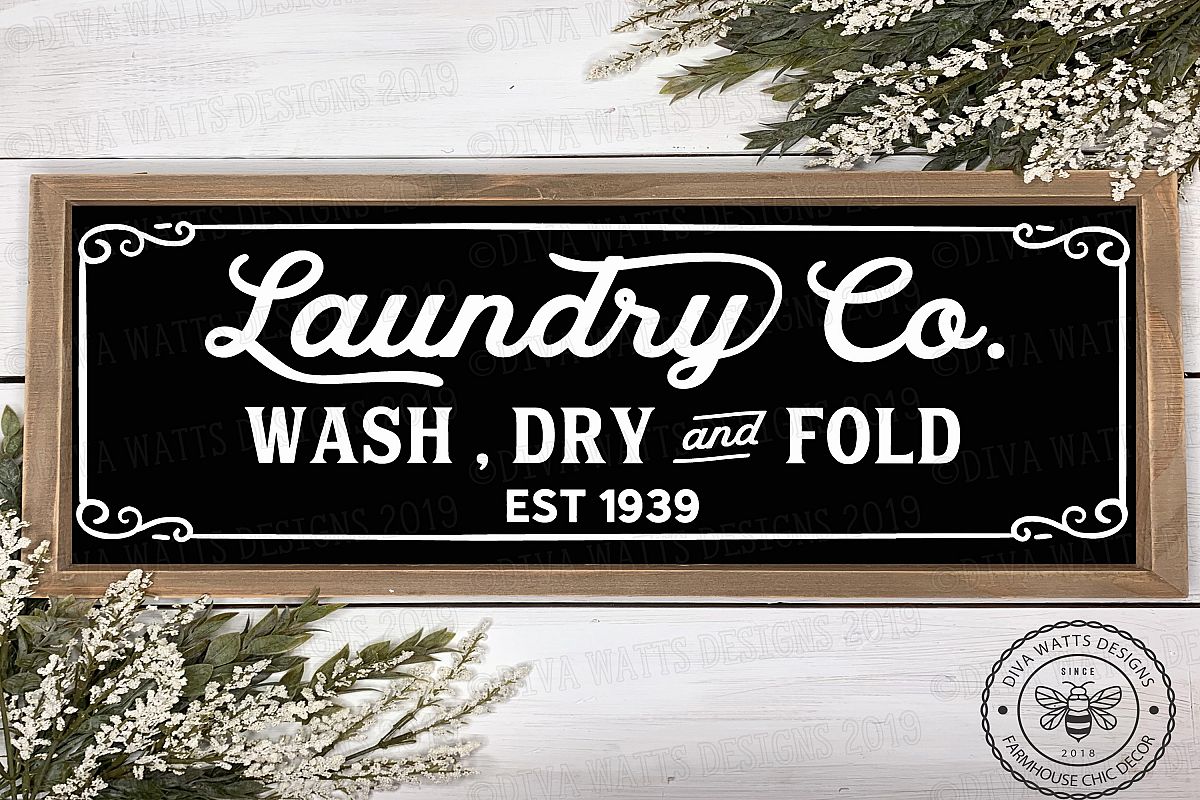 Laundry Room Sign Farmhouse Fixer Upper Style Cutting File example image 1