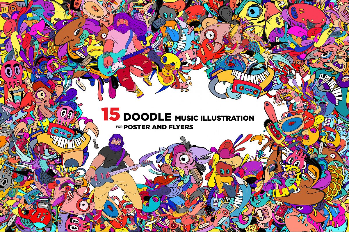 15 Doodle Music Illustration for World Music Day example image 1