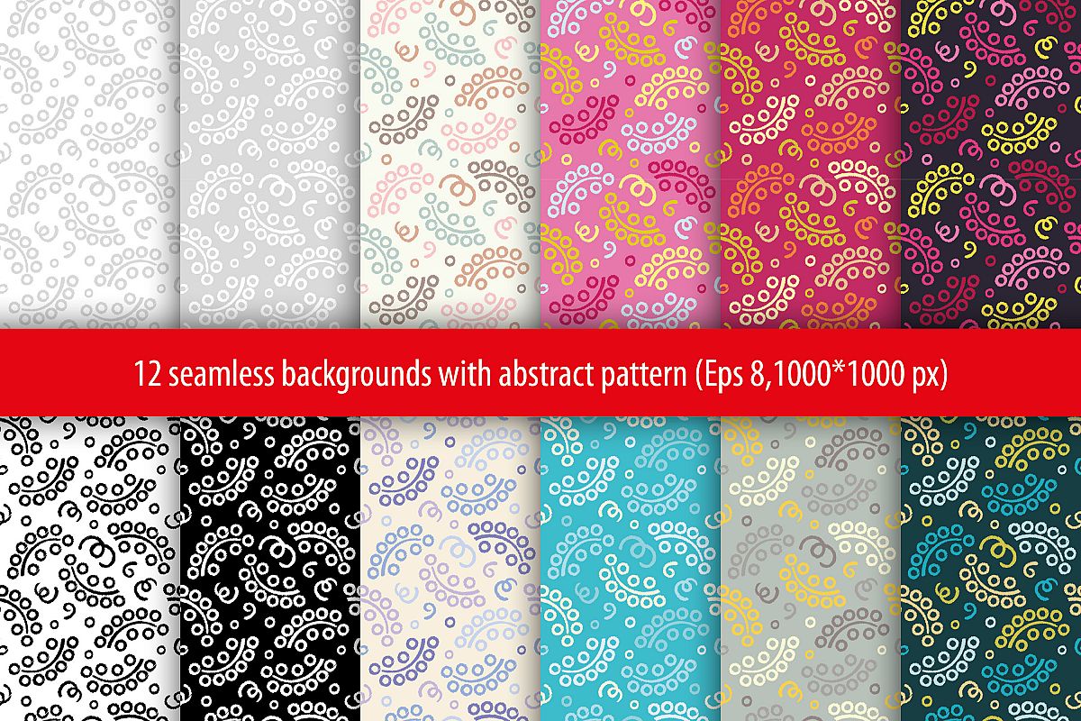 Set of 12 boho seamless vector backgrounds. example image 1