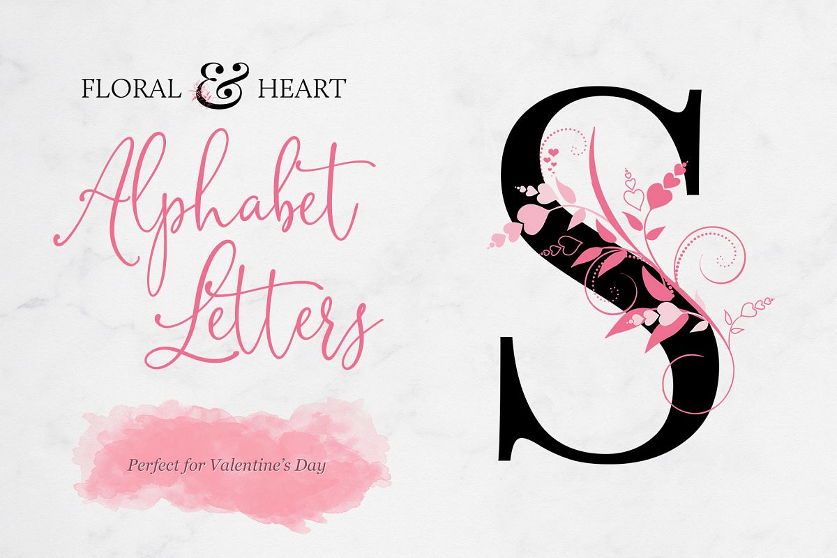 Floral & Heart Alphabet example image 1