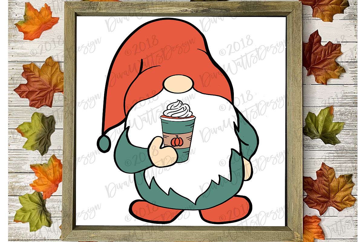 Farmhouse Pumpkin Spice Latte Gnome Fall Autumn Cutting File example image 1
