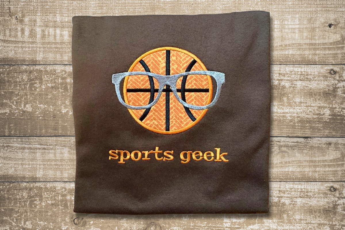 Basketball Sports Geek Applique Embroidery Design example image 1