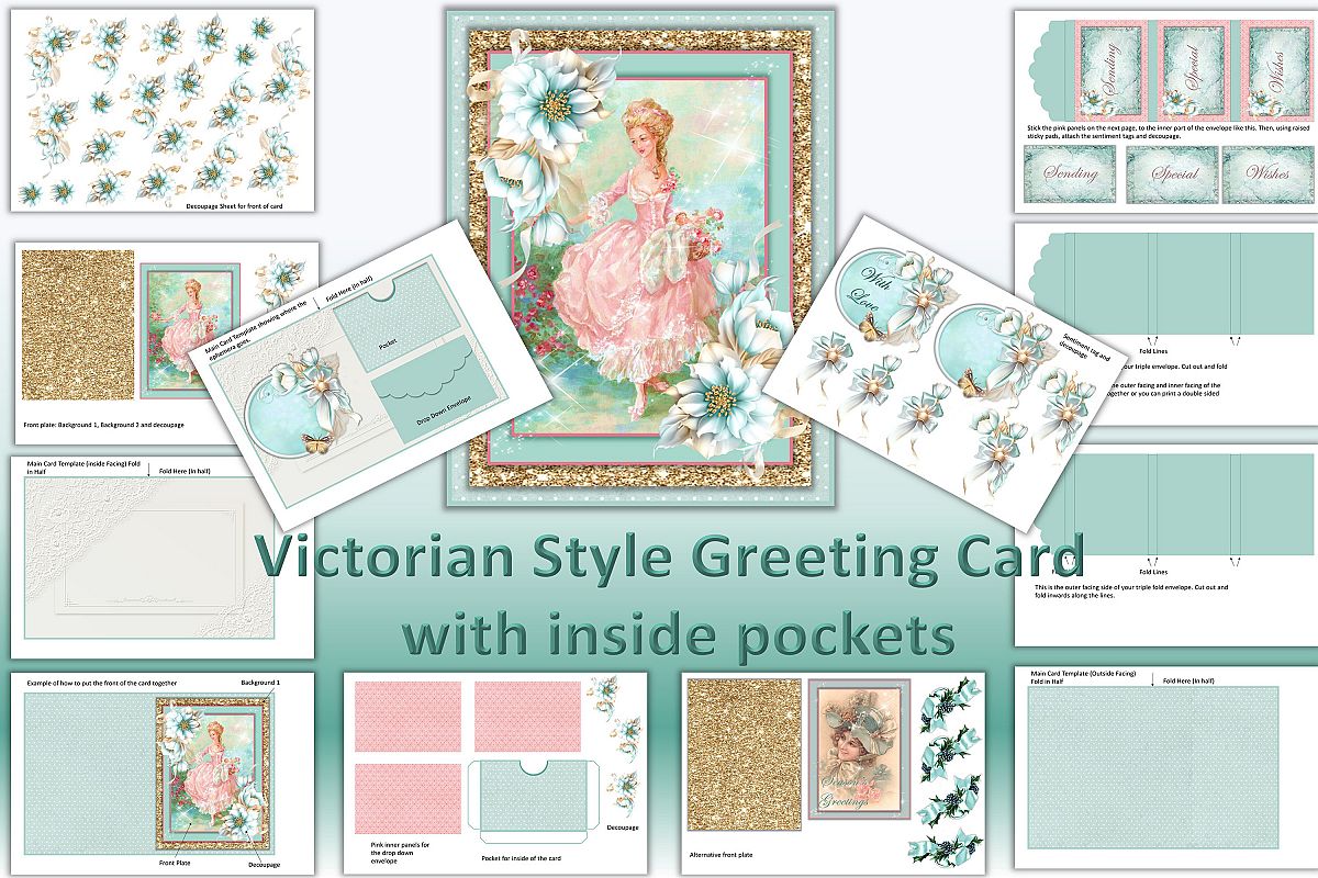 Vintage Greeting Card Ephemera Kit Printable JPEG and PDF example image 1