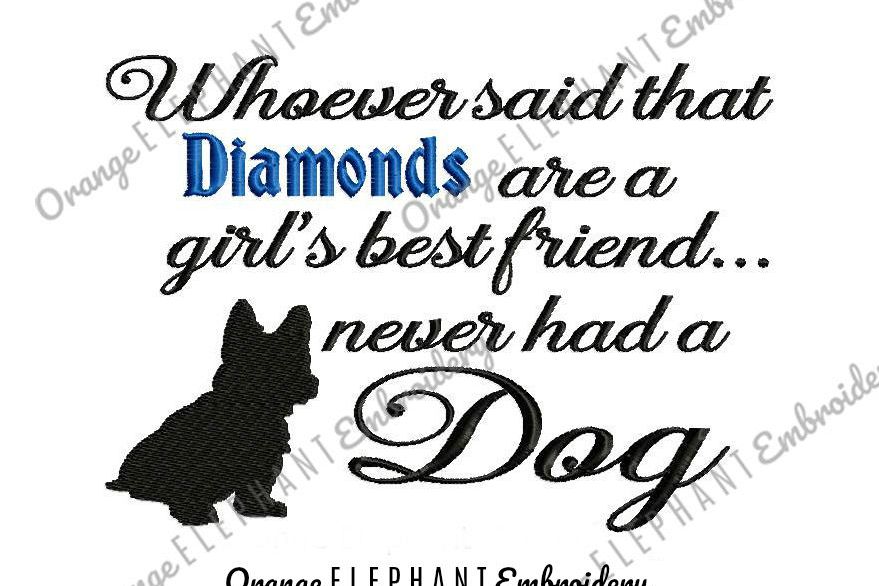 Diamond Dog Unique Urban Machine Embroidery Design digital File example image 1