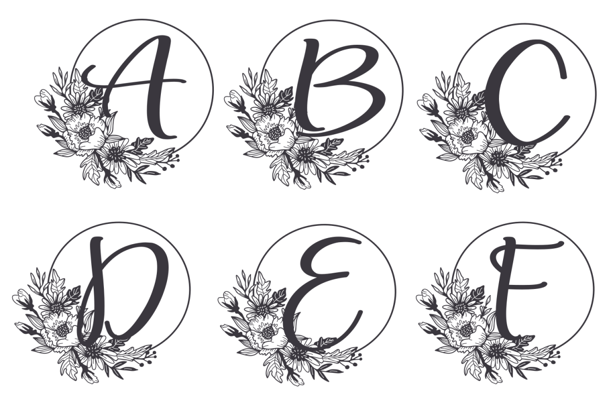 Monogram Alphabet with Floral Design. Flower Monogram example image 1