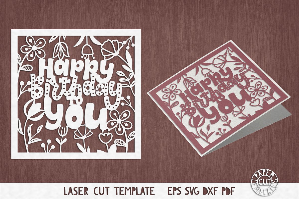 Download SVG Birthday card cut file for Cricut, Silhouette Cameo. (443138) | Templates | Design Bundles