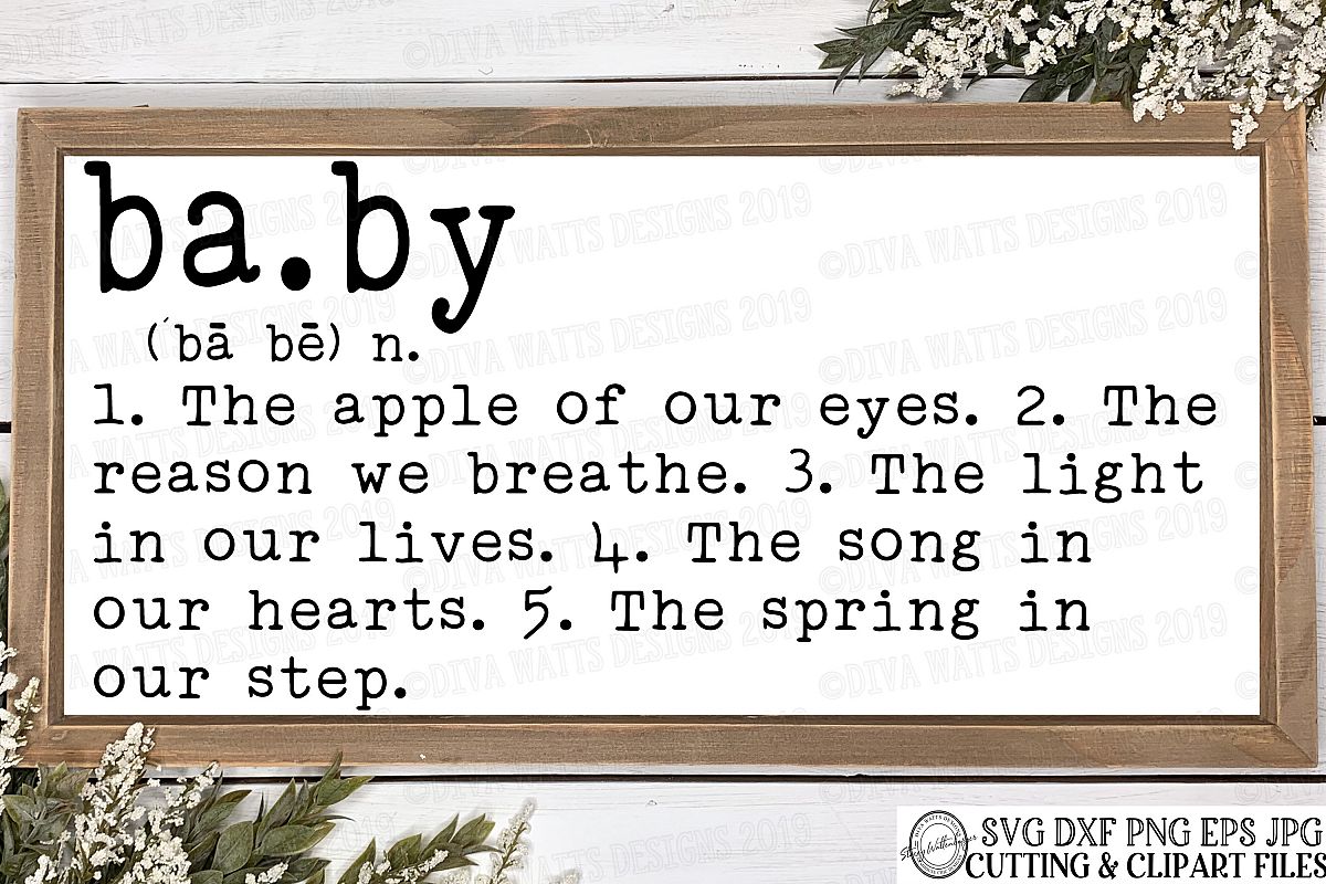 Baby Definition Nursery Farmhouse Fixer Upper Sign Cut File example image 1