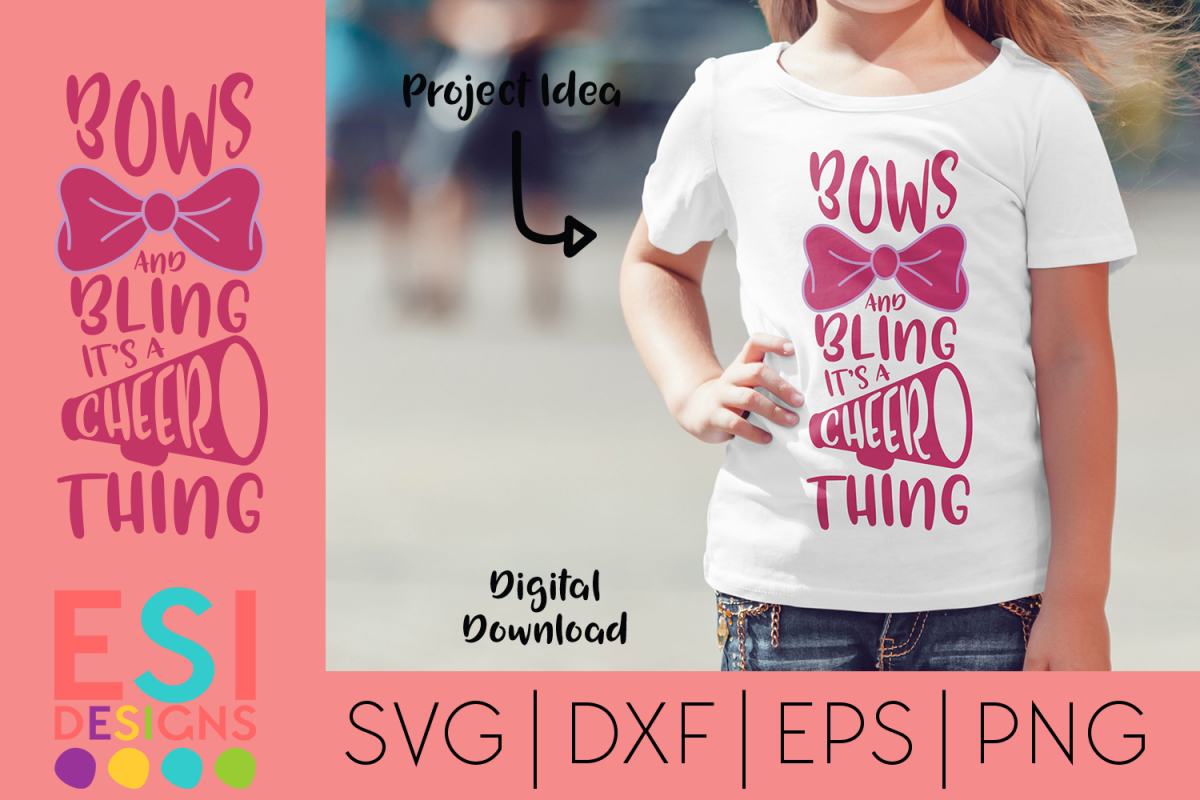 Bows and Bling it's a Cheer Thing | SVG, DXF, EPS, PNG example image 1