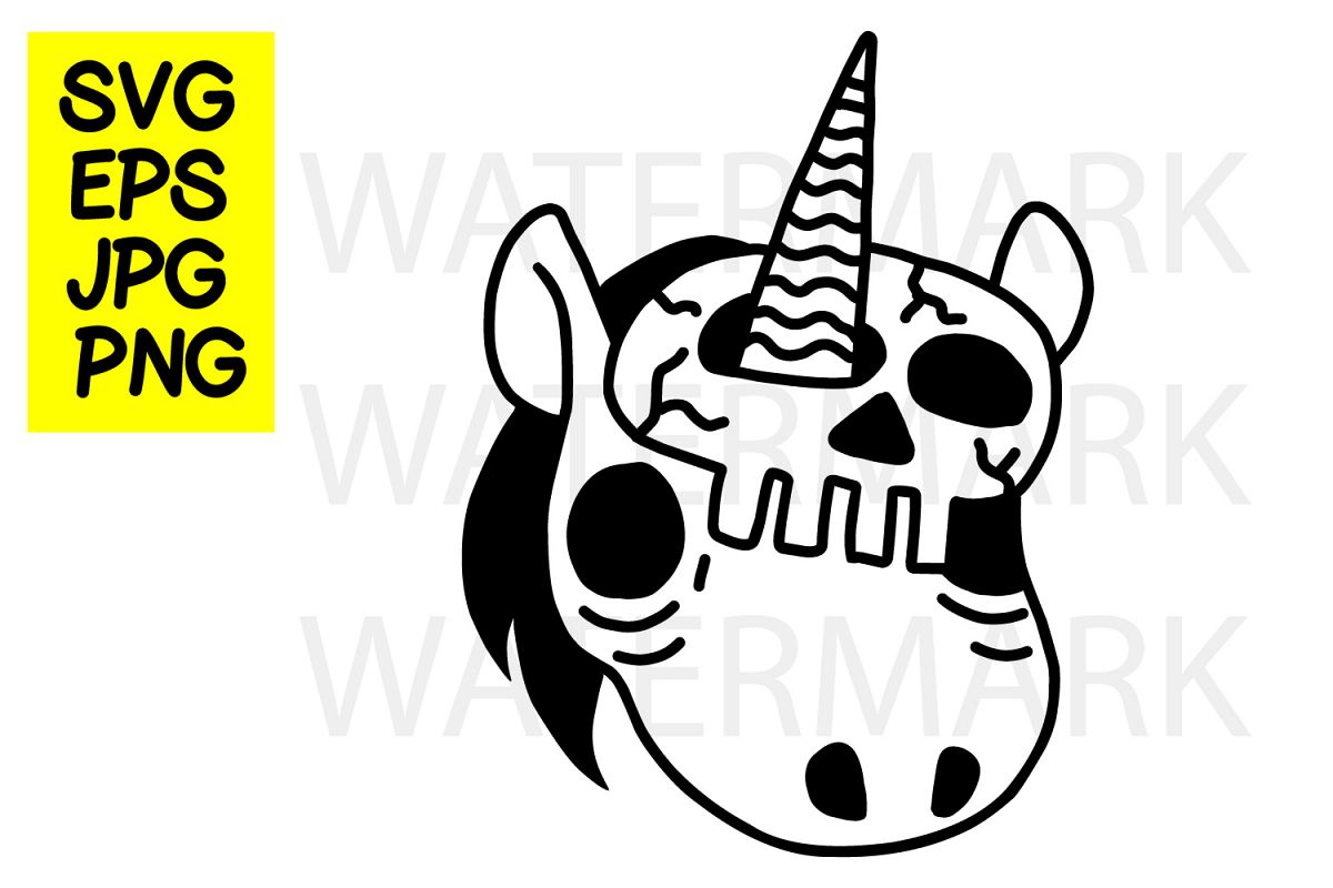 Unicorn with Skull Mask- SVG-EPS-JPG-PNG example image 1
