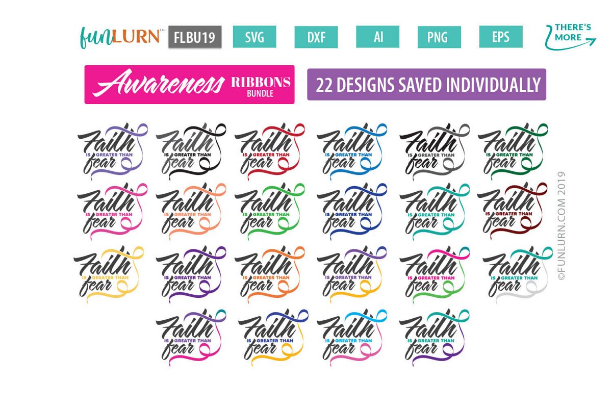 Faith is Greater Than Fear Ribbon Awareness SVG Bundle example image 1
