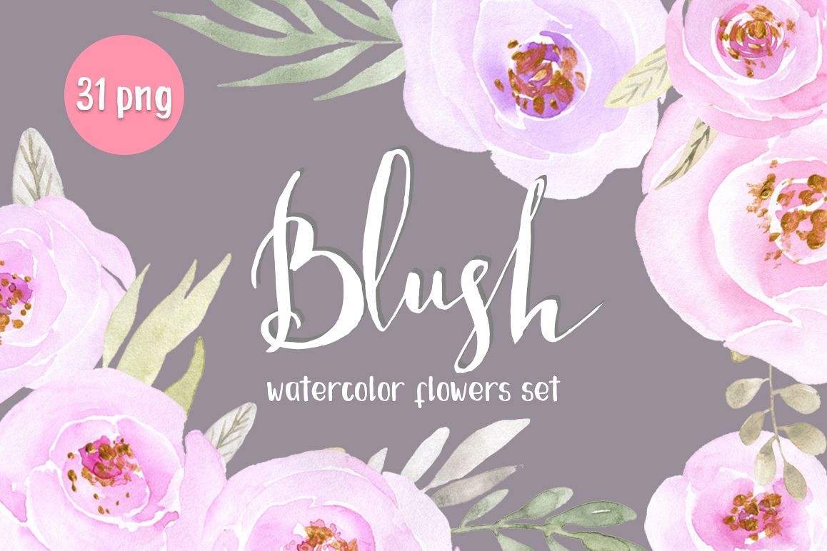 Watercolor light pink flowers example image 1