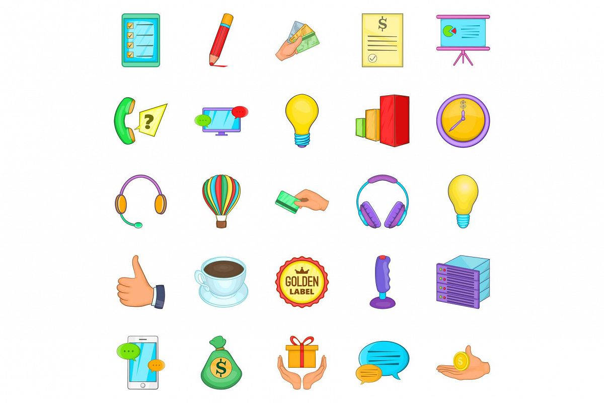 Customer icons set, cartoon style example image 1