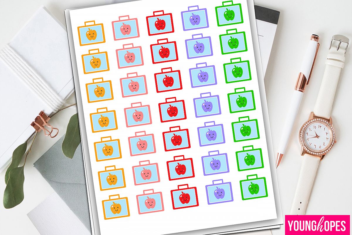 School Lunch Box Planner Stickers-School Bag Planner Sticker example image 1