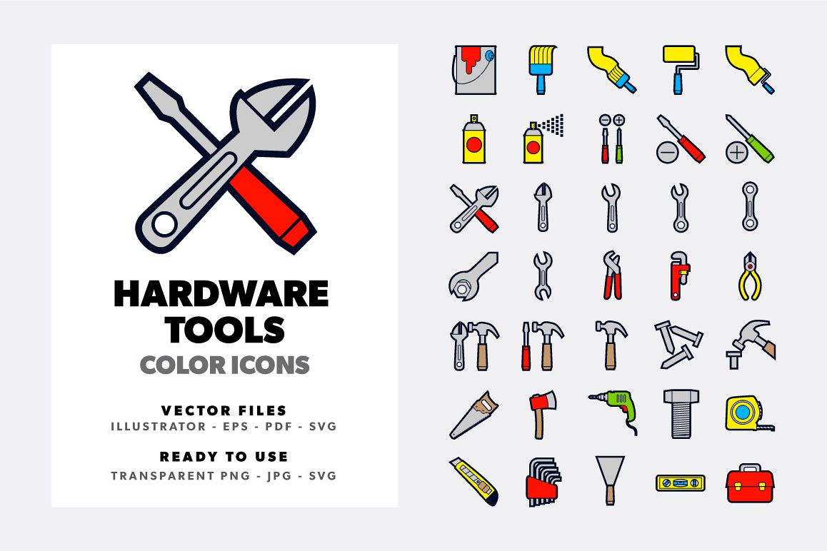 Hardware Tools Icons Set example image 1