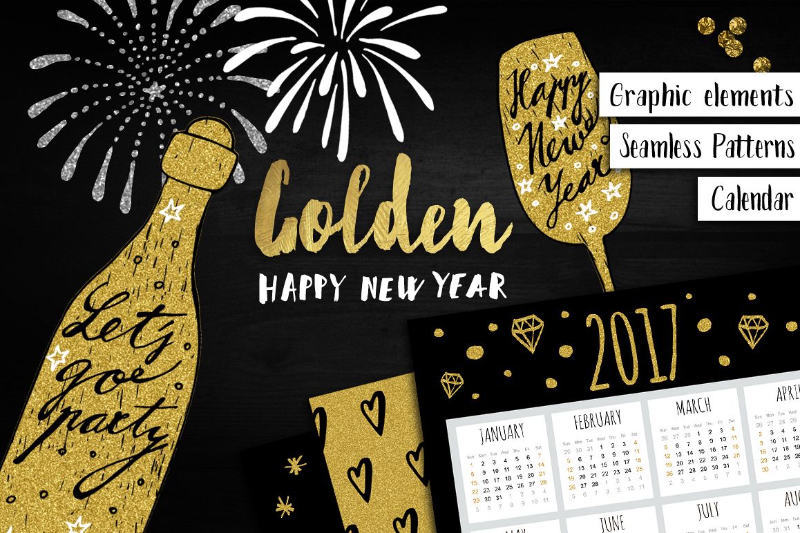 Golden Happy New Year set example image 1