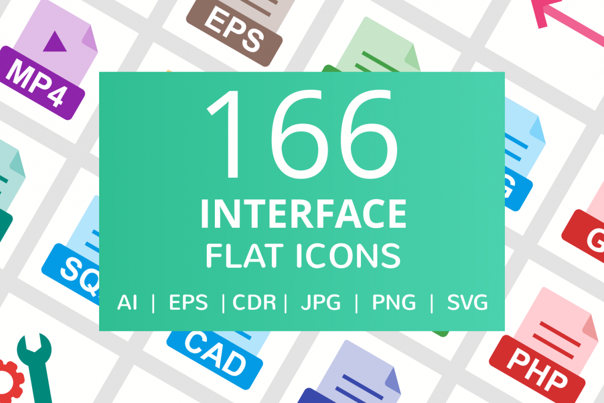 166 Interface Flat Icons example image 1