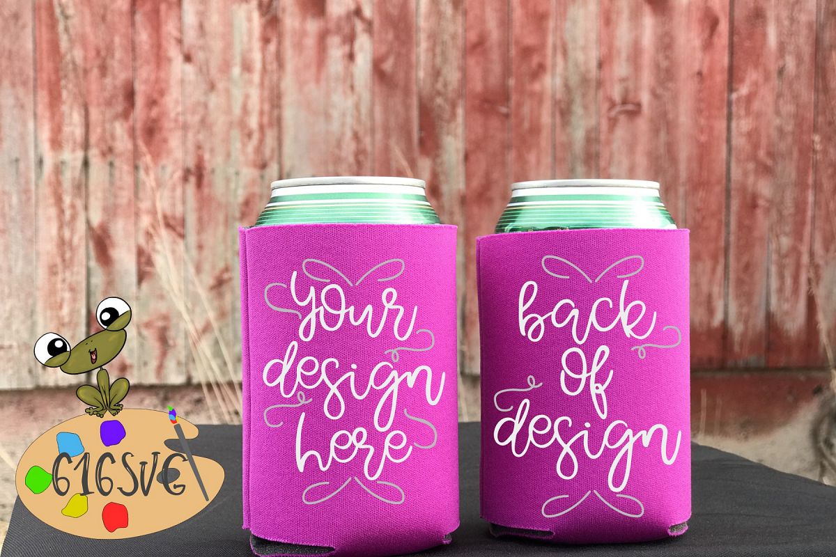 Fuchsia Can Cooler Mockup example image 1