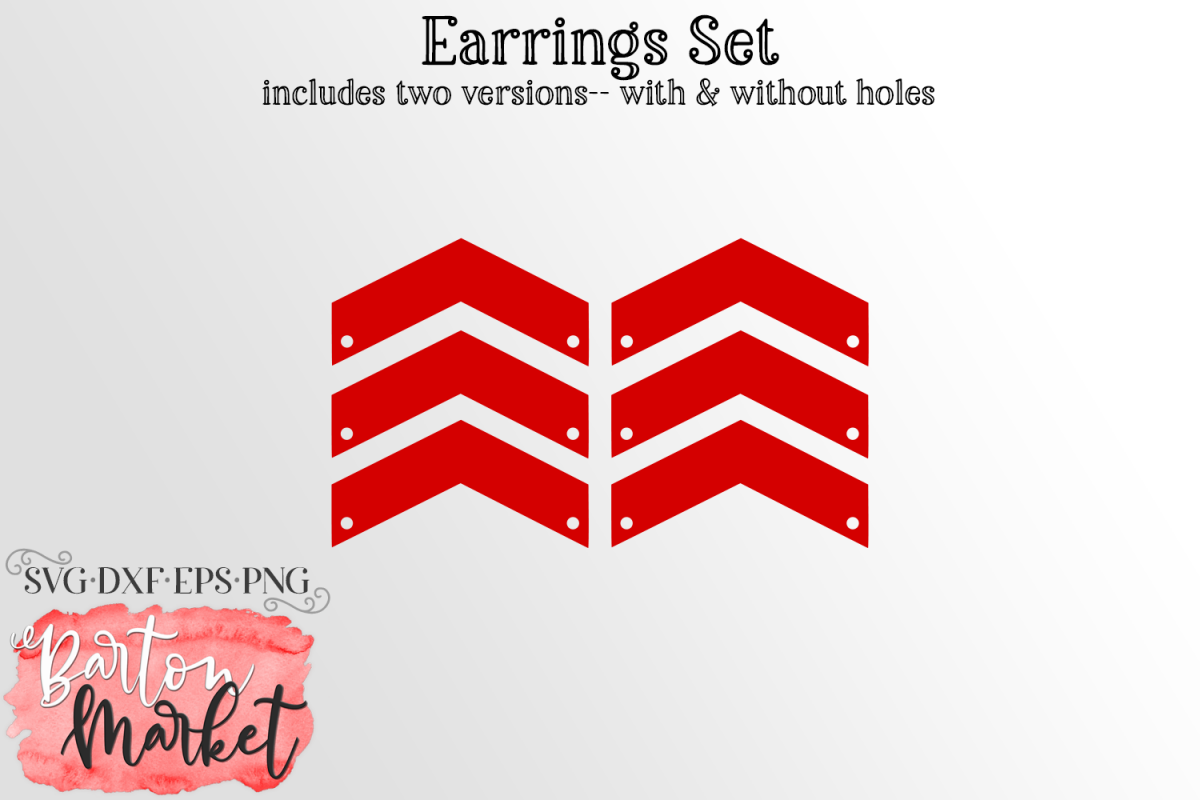 Earrings Set Chevron Lines SVG DXF EPS PNG example image 1