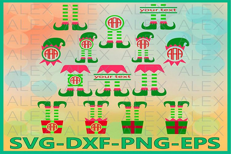 Elf Monogram SVG, Christmas Monogram Frame, Elf png example image 1