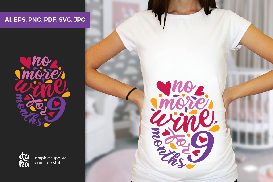 Pregnancy Announcement SVG Cut Files - No more wine example image 1