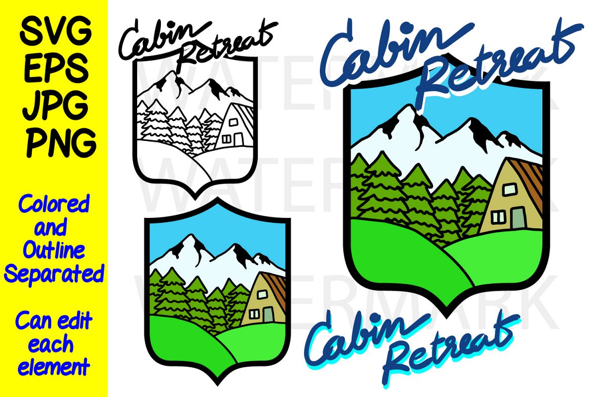 Cabin Retreat - Mountain Cabin- SVG-EPS-JPG-PNG example image 1